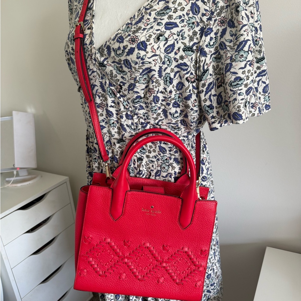 Kate Spade Bright Red Embossed Satchel